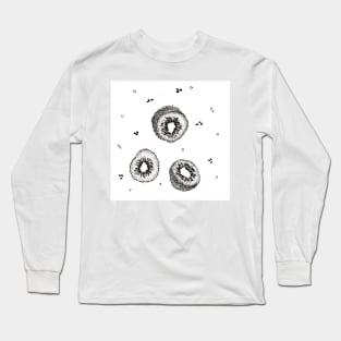 Quirky Kiwi ,  black and white ink fruit , hipster seeds Long Sleeve T-Shirt